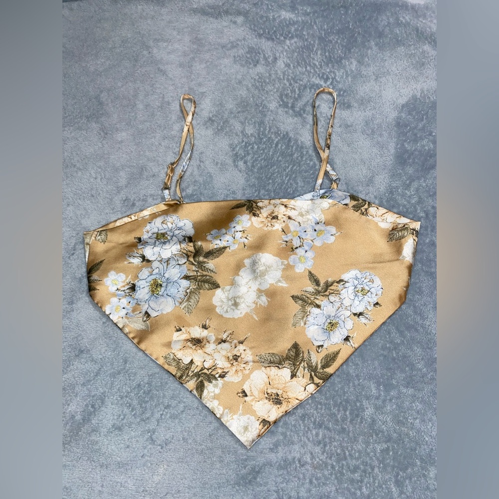 SHEIN Peach Floral Satin Top